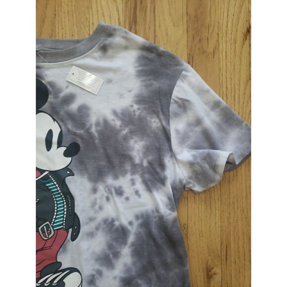 Disney Mickey Mouse Tie Dye Womans Crop Top Tee T-shirt Sz L Lightweight Grey - Picture 5 of 11